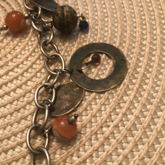 Funky metal charm necklace distressed finish - Picture 2 of 3